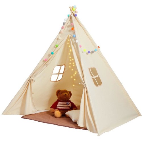 Cozy Kids Teepee Tent with Mat & Balls for Indoor/Outdoor Play (1-5 Years)