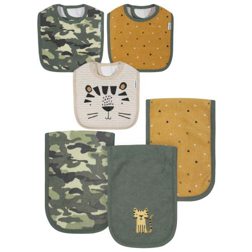 Gerber 6-Piece Baby Boy Terry Bibs & Burps Set