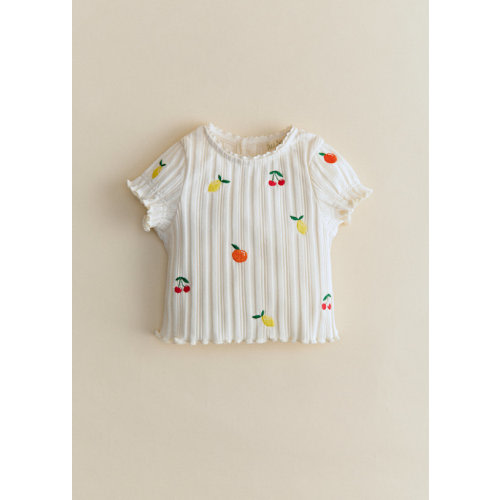 Simona Top - Ecru with Fruit Embroidery