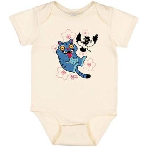 Silly Blue Cat and Crow Baby Infant Bodysuit