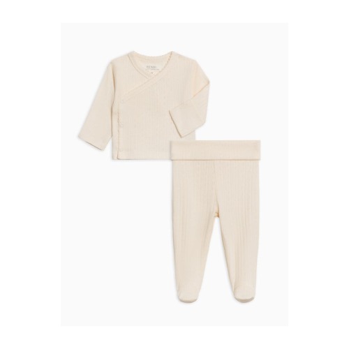 Lacey Pointelle Wrap Top and Pant Set, 3-6M