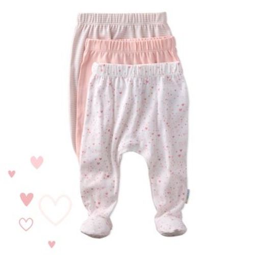 Butterblu FALLON 3-Pack Footed Baby Pants Pink Twinkle Preemie