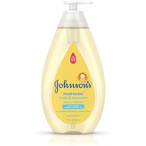 Johnson's Head-to-Toe Gentle Tear-Free Baby & Newborn Wash & Shampoo, Sulfate-, Paraben- Phthalate- & Dye-Free, Hypoallergenic Wash for Sensitive Skin & Hair, 27.1 fl. Oz
