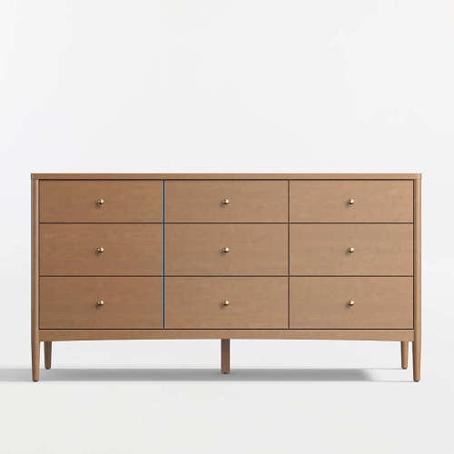 Hampshire 64" Natural Brown Wood Extra Wide 9-Drawer Kids Dresser