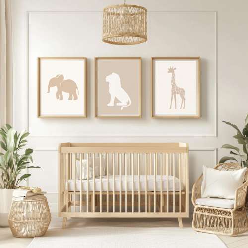 Minimalist Safari Animal nursery wall art kids room decor Boho Nursery Print Earth Tone Digital Download Modern Decor Elephant Giraffe Lion