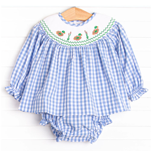 Pond Paddlers Smocked Diaper Set, Blue – Stitchy Fish