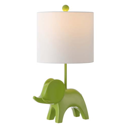 SAFAVIEH Ellie 20 in. Elephant Green Ceramic Table Lamp with 100% White Cotton Shade