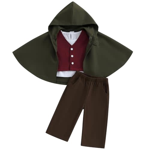 Infant Toddler Baby Boys Halloween Costume Medieval Ring Bearer Long Sleeve Shirt Vest Cloak and Pants 4pcs Outfit Set