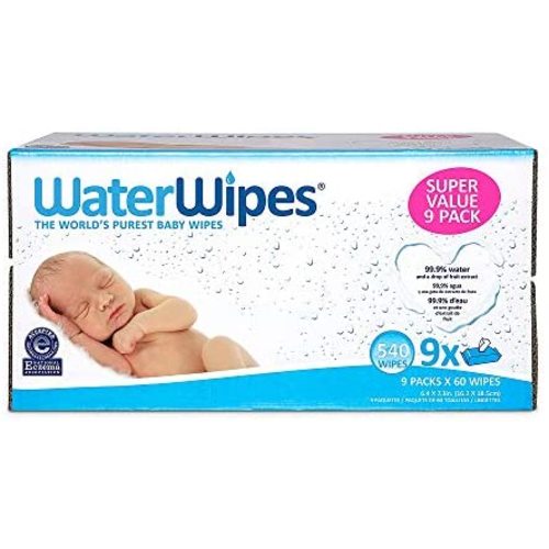 WaterWipes Unscented Baby Wipes, Sensitive and Newborn Skin, 9 Packs (540 Wipes) - 540 Count