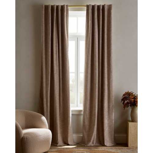 Textured Cotton Room Darkening Curtain in Flax