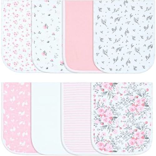Hakochia Burp Cloths for Baby Boy & Girl Organic Cotton Large Unisex Burp Clothes Extra Absorbent Soft Neutral Burping Rags Spit Up Cloth Sets for Newborns 8 Pack