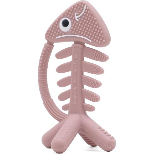3 in 1 Infant Toys, Baby Teething Toys 3–6 6–12 Months, Teethers for Babies 0–3–6–12 Months for Teething Relief, Baby Gift, Baby Teether Toys, Silicone Sensory Toys,USA Patent Pending, Fish-Rose Pink