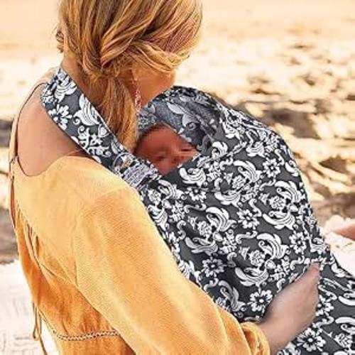 Nursing Cover for Mom Breastfeeding, Baby Privacy Nursing Covers Up Breathable Cotton with Ajustable Hoop for Mother (Grey)