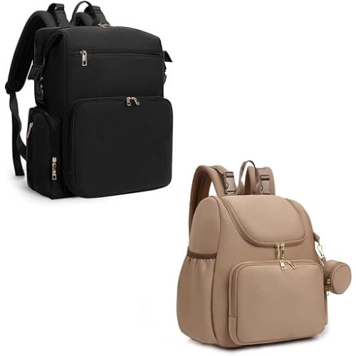 CEI-CEI Neoprene Diaper Bag Backpack with Insulated Pockets, Large Newborn Baby Maternity Bags with Changing Pad for Mom and Dad