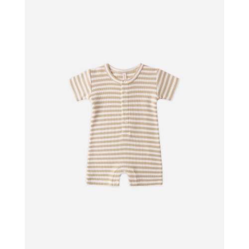 Waffle Snap Romper Butterscotch Stripe