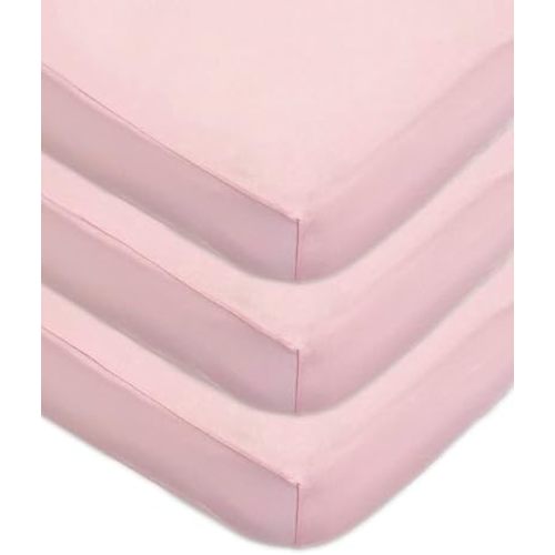 American Baby Company 3 Pack Fitted Crib Sheets 28" x 52", Soft Breathable Neutral 100% Cotton Jersey Sheet, Pink, for Boys and Girls, Fits Crib and Toddler Bed mattresses