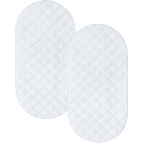 Amazon.com: Bassinet Mattress Pad Cover 32"x17", Waterproof Bassinet Mattress Protector | Fit for Hourglass/Oval Bassinet Mattress, Quilted Bassinet Sheets 2 Pack for Boys Girls, White