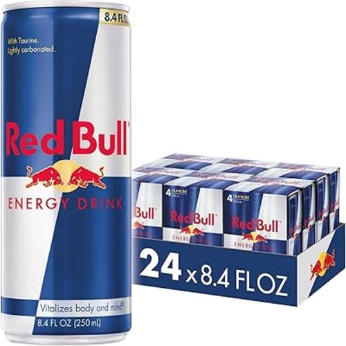 Red Bull Energy Drink with 80mg Caffeine plus Taurine & B Vitamins, 8.4 Fl Oz, 6 Packs of 4 Cans (Pack of 24)