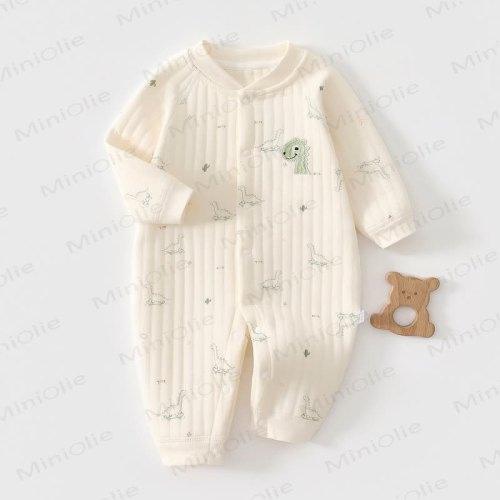 Baby Dinosaur Print Newborn Quilted Pajamas Romper