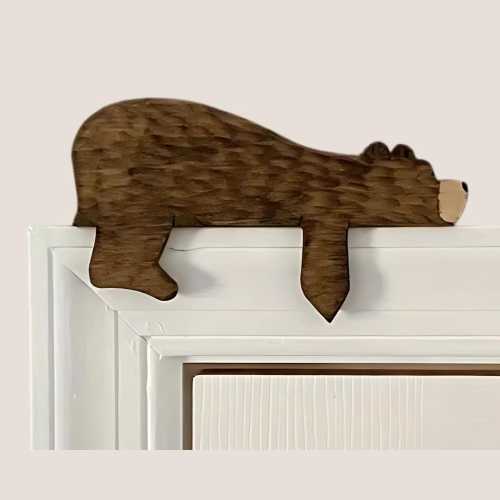 Wooden Bear Door Topper - Adorable Corner Sculpture for Door Frames, Home, or Office Decor