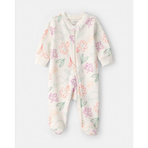 Baby Girl Spring Floral 2-Way Zip 100% Cotton Sleep & Play Pajama - Ivory | Carter's
