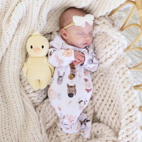 Barnyard Buddies Newborn Baby Knot Gown & Hat Set