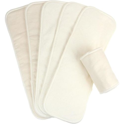 Mama Koala 3-Layer Hemp Cotton Baby Cloth Diaper Inserts, Adjustable and Reusable for Any Baby Cloth Diapers(6 Pack)