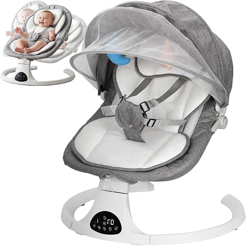 Electric Baby Swing with 5-Point Safety Belt and 5 Adjustable Swing Speeds