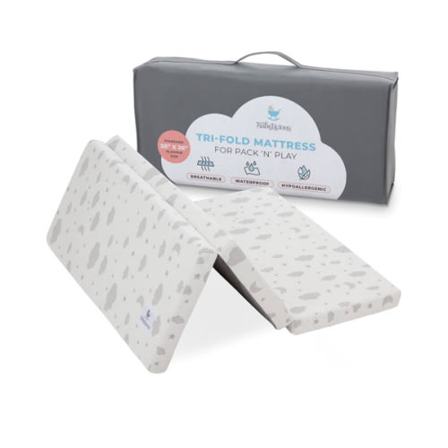 Babylicious Waterproof Pack and Play Mattress Topper | 38" x 26" x 1.5" | Trifold Style - Breathable Soft Plush Foam - Portable Mattress Topper- Baby Foam Mattresses for Babies