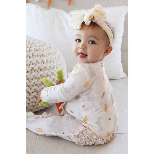 Sweet Peep Bamboo Waffle Ruffle Zipper Footie