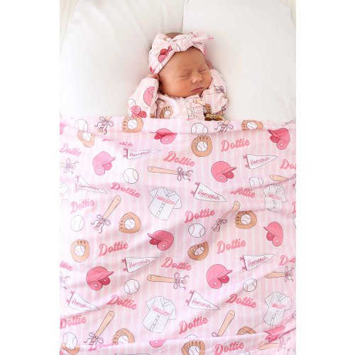 Ballpark Babes Personalized Swaddle Blanket