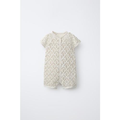 OPENWORK KNIT JUMPSUIT - Light beige | ZARA United States
