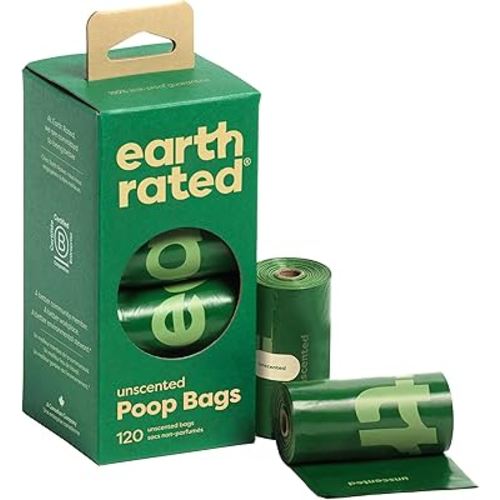 Earth Rated Poop Bags for Dogs Guaranteed Leak Proof and Extra Thick Waste Bag Refill Rolls, Unscented, 120 Bags
