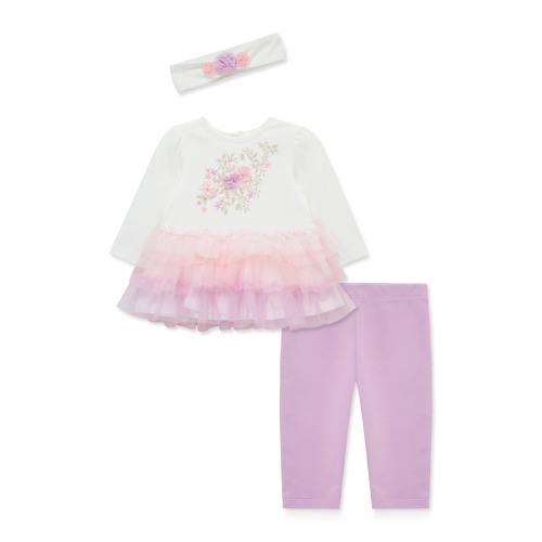 Floral Tiered Tulle Top, Leggings & Headband Set, 12MPick up today