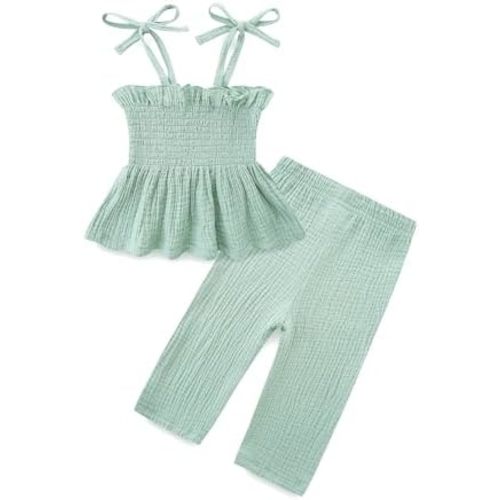 Baby Girl Outfits Toddler Sleeveless Cotton Camisole Pants Infant Summer Cloth Set