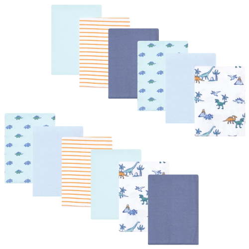 Luvable Friends Hudson Baby Flannel Burp Cloths 12pk, Dino Garden