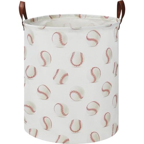 CLOCOR Kids Laundry Basket,Waterproof Baby Boys Nursery Hamper,Collapsible Fabric Storage Container,Toys Bin,Room Decor,Gift Basket（Baseball