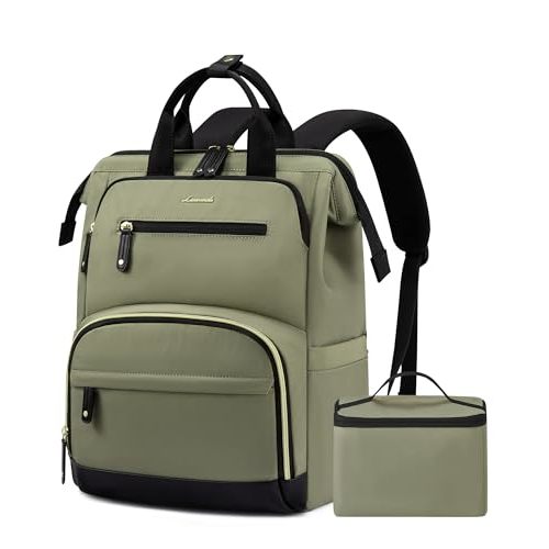 LOVEVOOK Lunch Backpack for Women, 15.6 Inch Laptop Bag with Insulated Cooler Lunch Box, Work Backpack for Teacher Nurse, Travel Backpack Lunch Bag for Camping Picnic Daily Use