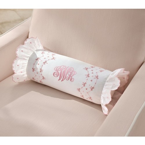 Welcome Home Baby Embroidered Heart Bolster Pillow