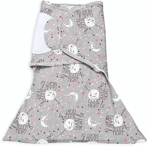 SleepingBaby Zippy Swaddle - Baby Swaddle Blanket with Convenient Bottom Zipper - Goodnight Moon - Small/Medium
