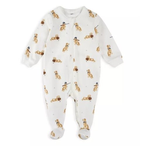 FIRSTS by petit lem Unisex Golden Retriever Print Sleeper Footie Size 9 Months