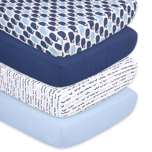 Nautical 4-Pack Fitted Crib Sheet Set