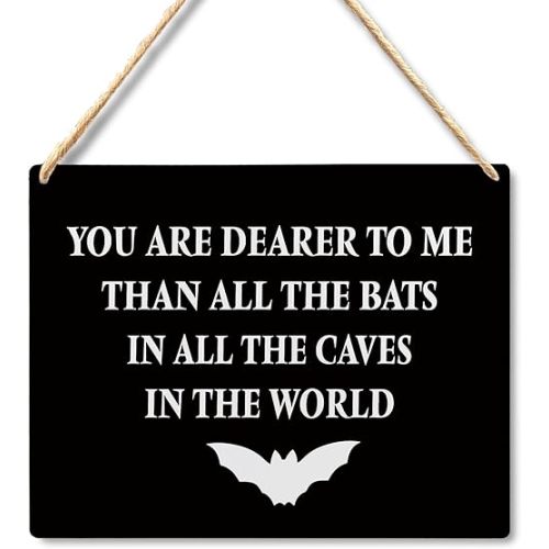 Lacosu Wall Pediments Halloween Signs,You are Dearer to Me Than All the Bats,Gothic Wall Decor,Witchy Wall Decor,10x8 Inches