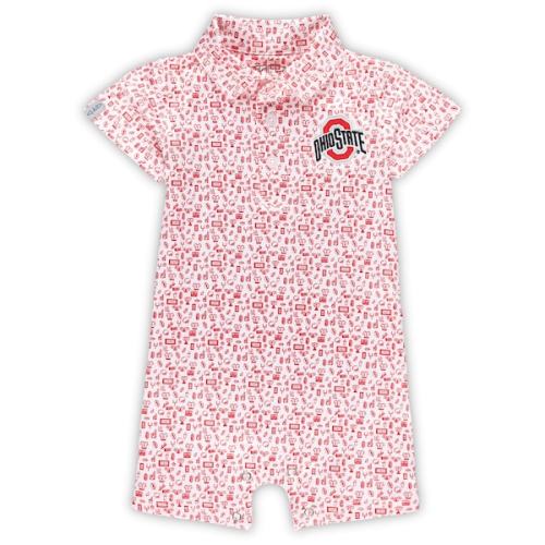 Ohio State Buckeyes Garb Infant Crew All-Over Print Polo Bodysuit - White