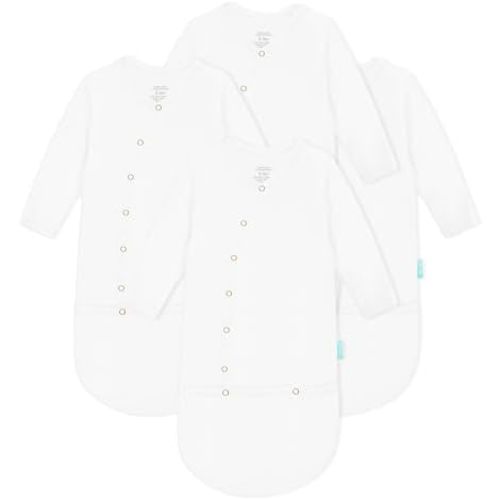 Supersoft Baby Sleeper Gowns, 4-Pack Premium Bamboo Viscose Infant Nightgown Sleepers Preemie Newborn Snap Bundles