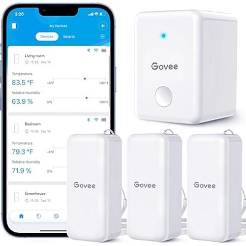 Govee WiFi Hygrometer Thermometer Sensor 3 Pack, Indoor Wireless Smart Temperature Humidity Monitor with Remote App Notification Alert, 2 Years Data Storage Export, for Home, Greenhouse