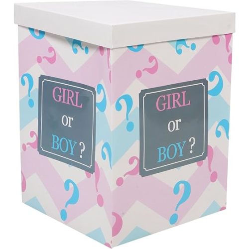NUOBESTY Gender Reveal Balloon Box Baby Shower Girl or Boy Balloon Paper Box party Decorations 40x30x30 cm
