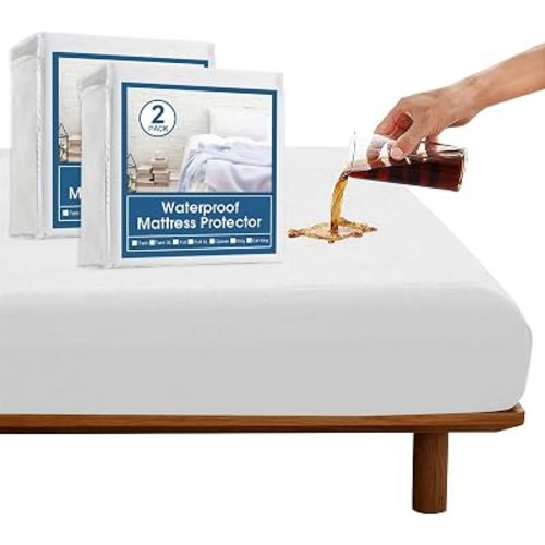2 Pack Twin Mattress Protector Waterproof Mattress Pad Cover for Kids Soft & Breathable Noiseless Fits up -14'' Depth Skin-Friendly Machine Wash Mattress Topper Protector Twin Sheets