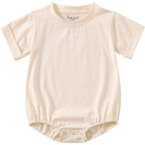 3-6 Month: Jimonda Baby Boy Girl Bubble Romper Solid Color Bodysuit Short Sleeve Cotton T-Shirt