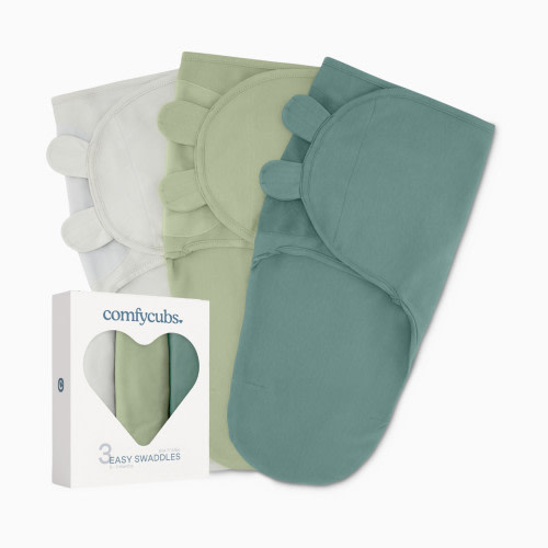 Comfy Cubs Easy Swaddle Blanket (3 Pack) - Stone, Sage, Azul, Small